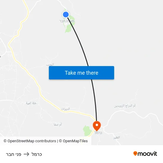 פני חבר to כרמל map