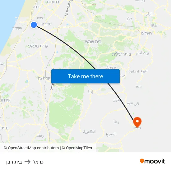 בית רבן to כרמל map