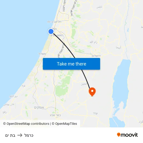בת ים to כרמל map