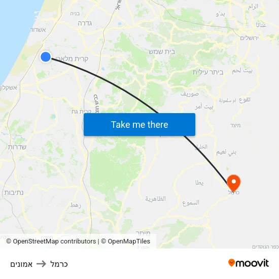 אמונים to כרמל map