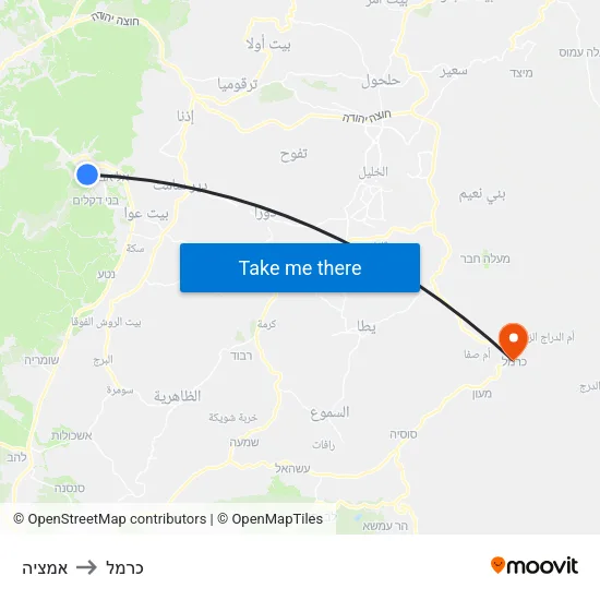 אמציה to כרמל map