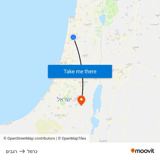 רגבים to כרמל map