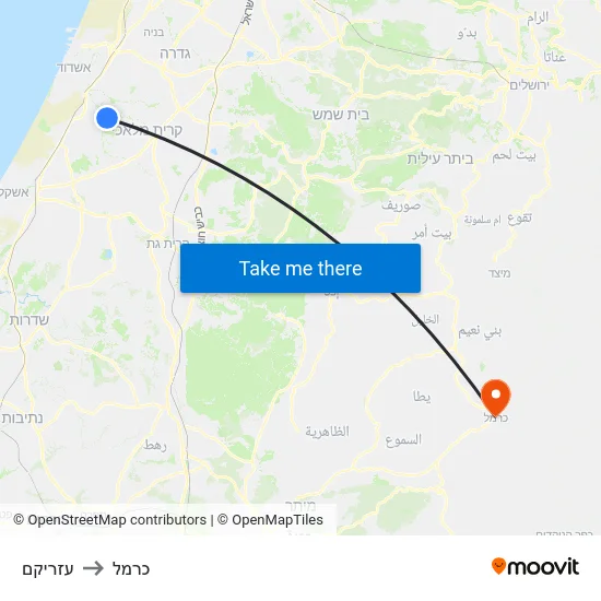 עזריקם to כרמל map