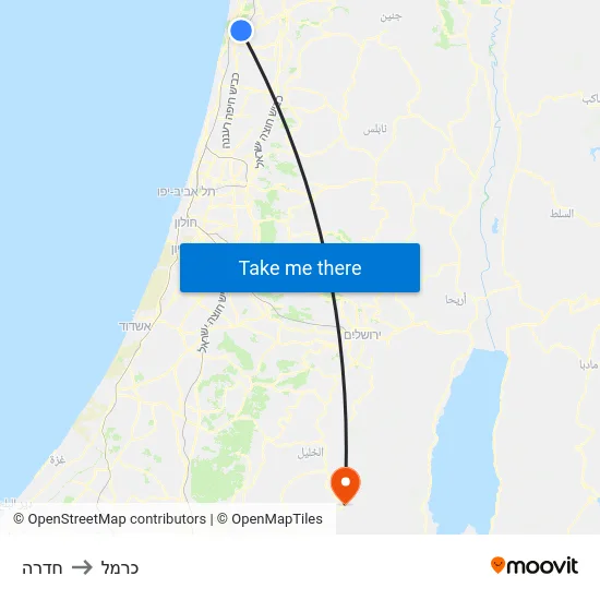 חדרה to כרמל map