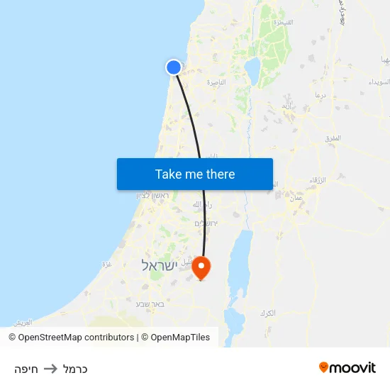 חיפה to כרמל map