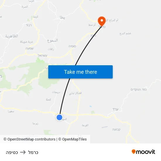 כסיפה to כרמל map
