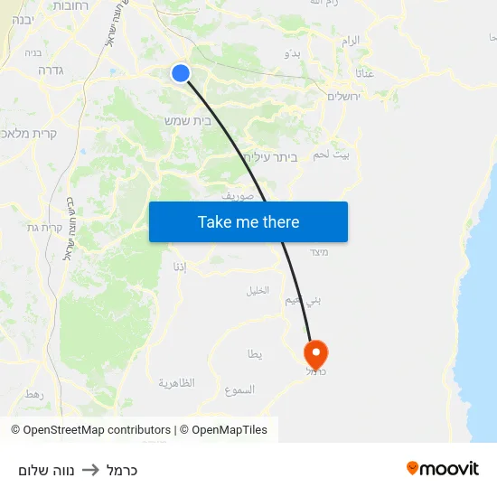 נווה שלום to כרמל map
