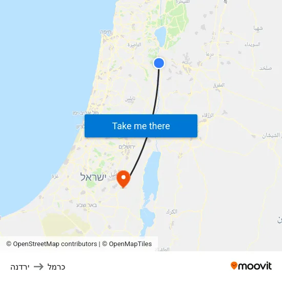 ירדנה to כרמל map