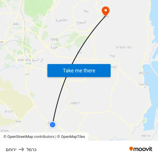 ירוחם to כרמל map