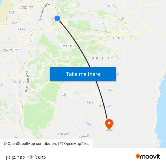 כפר בן נון to כרמל map
