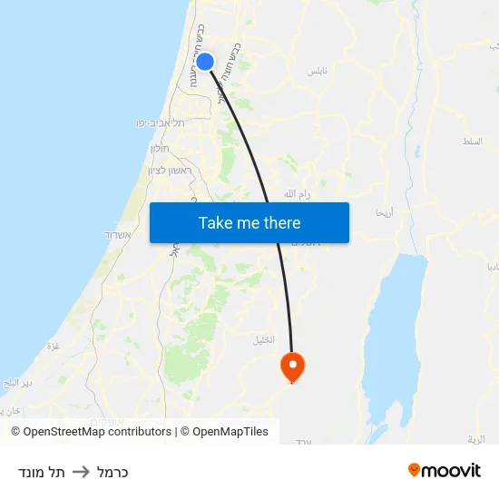 תל מונד to כרמל map