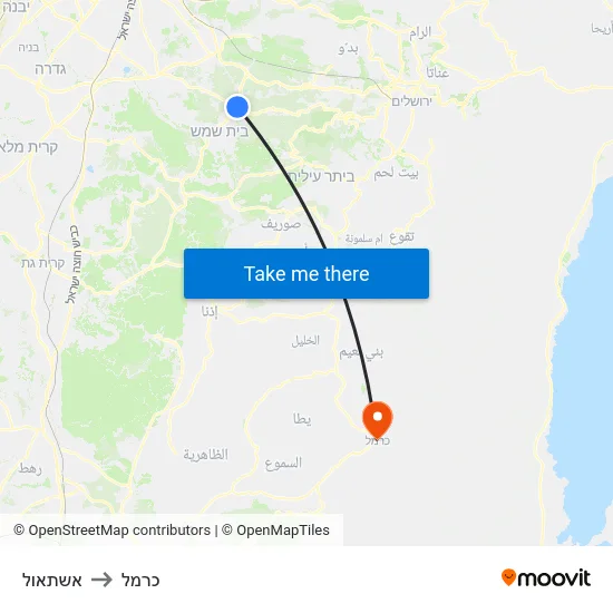 אשתאול to כרמל map