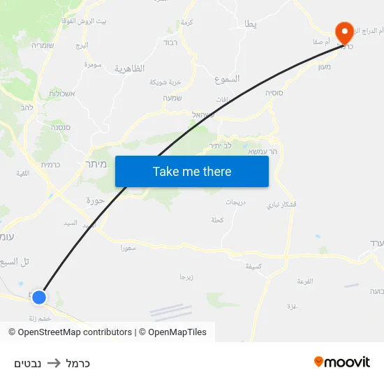 נבטים to כרמל map