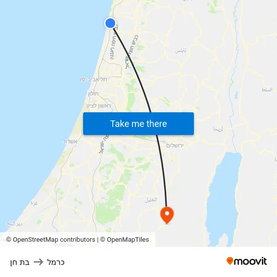 בת חן to כרמל map