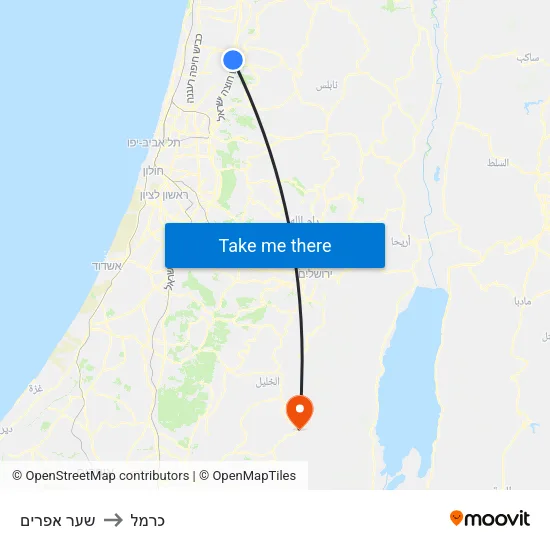 שער אפרים to כרמל map