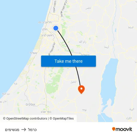 מגשימים to כרמל map