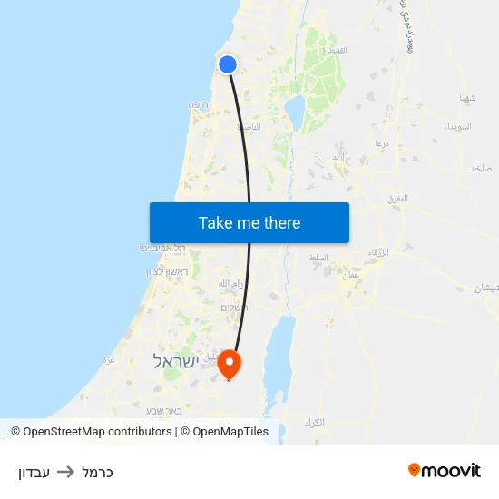 עבדון to כרמל map
