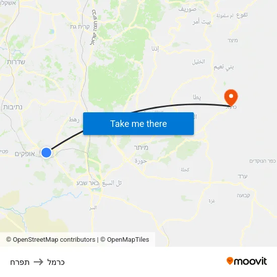 תפרח to כרמל map
