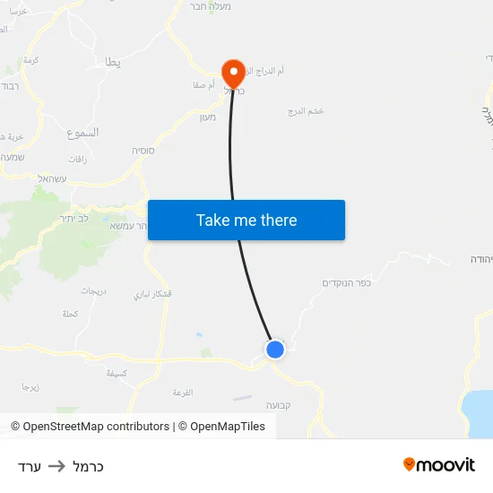 ערד to כרמל map