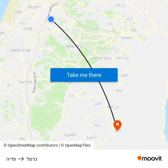 פדיה to כרמל map