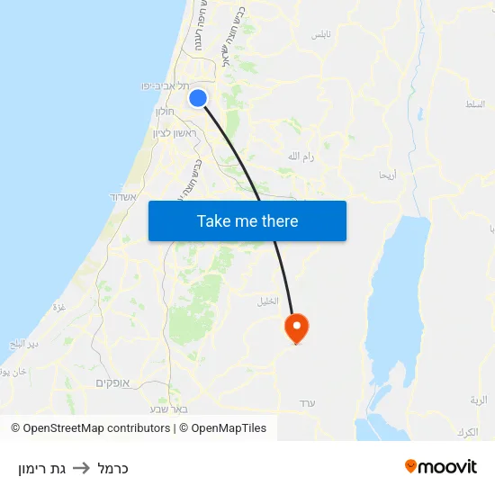 גת רימון to כרמל map