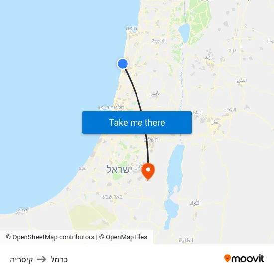 קיסריה to כרמל map