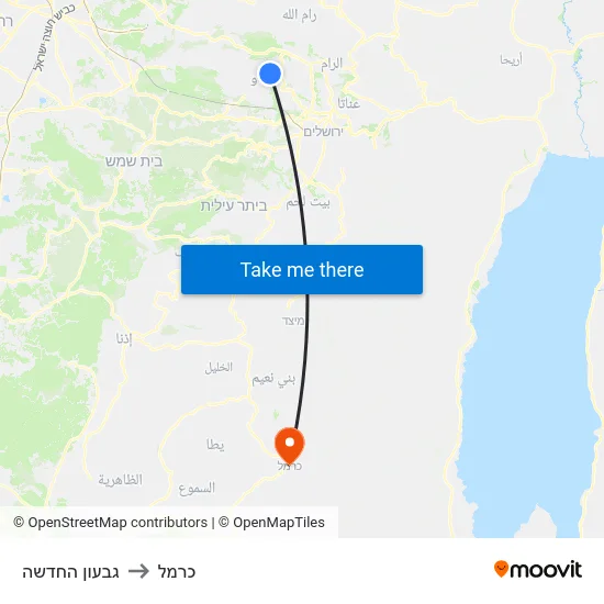 גבעון החדשה to כרמל map