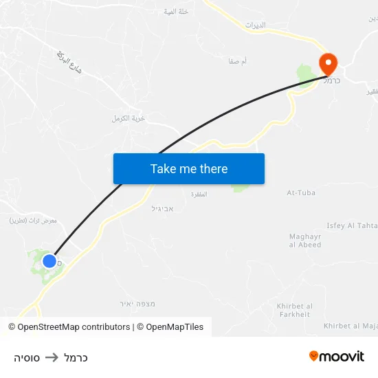 סוסיה to כרמל map