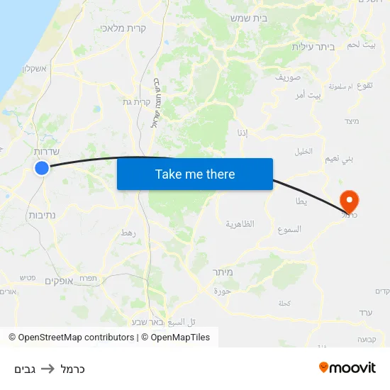 גבים to כרמל map