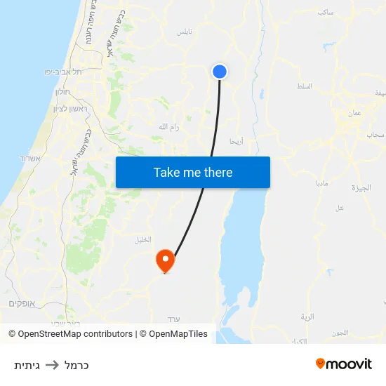 גיתית to כרמל map