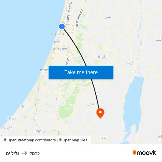 גליל ים to כרמל map