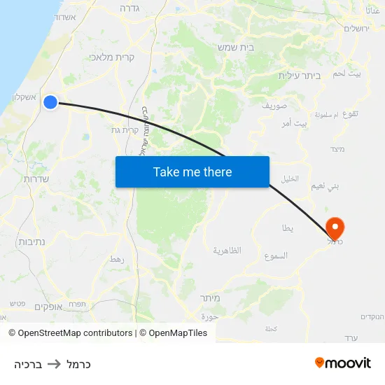 ברכיה to כרמל map