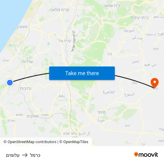 עלומים to כרמל map