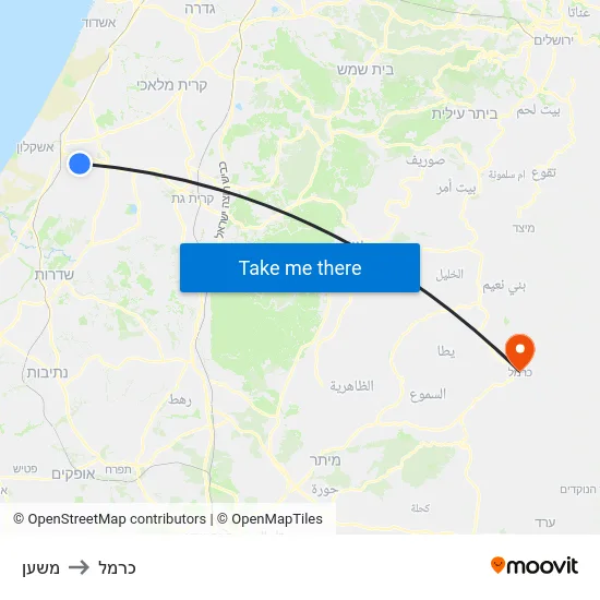 משען to כרמל map