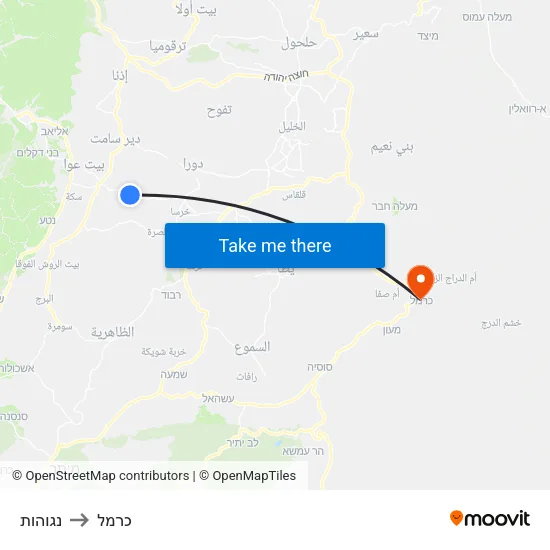 נגוהות to כרמל map