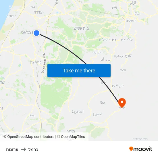 ערוגות to כרמל map