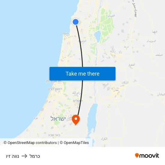 נווה זיו to כרמל map