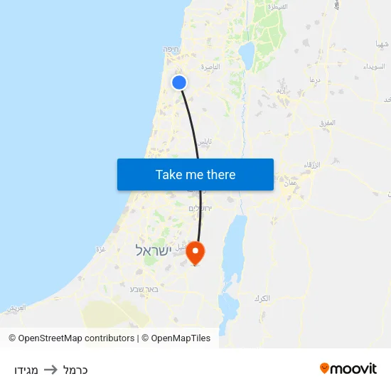מגידו to כרמל map
