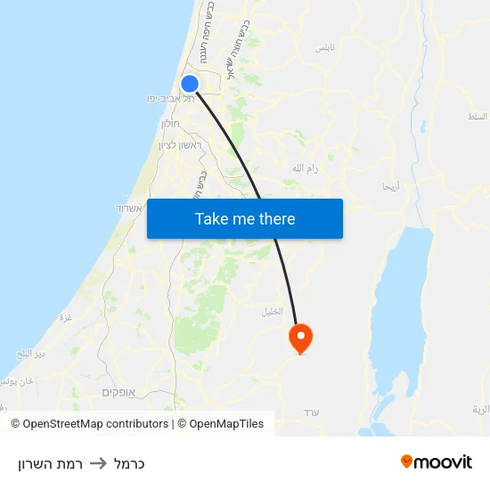 רמת השרון to כרמל map