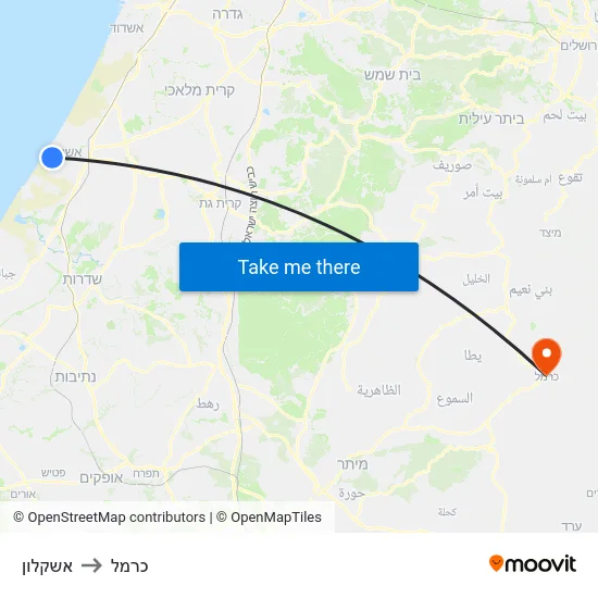 אשקלון to כרמל map