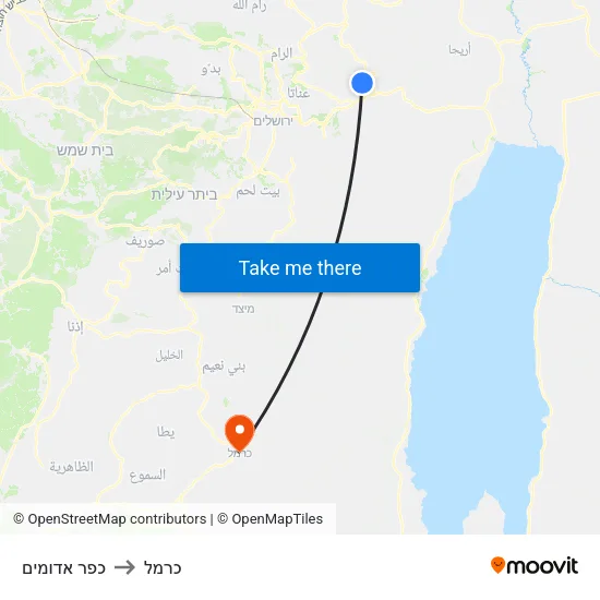 כפר אדומים to כרמל map