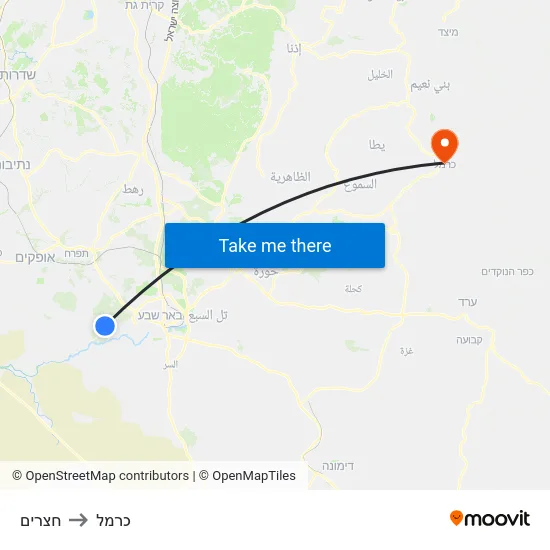 חצרים to כרמל map