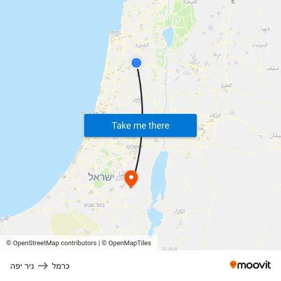 ניר יפה to כרמל map