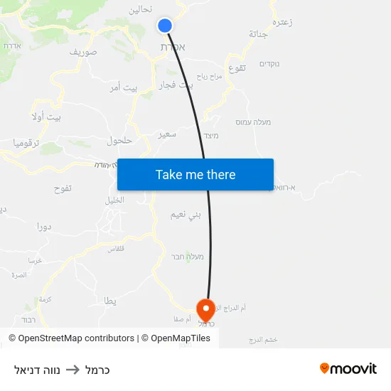 נווה דניאל to כרמל map
