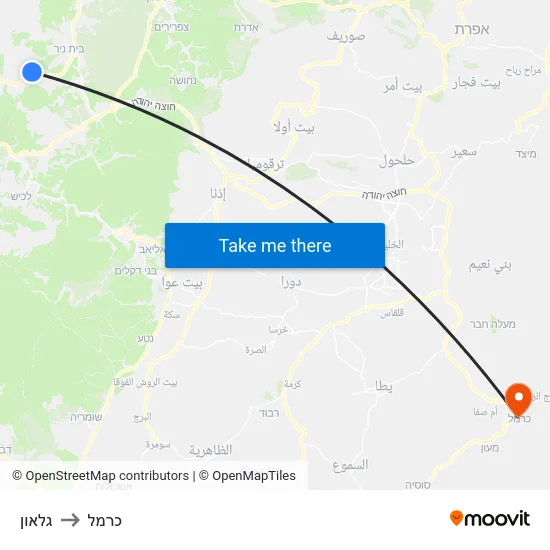 גלאון to כרמל map