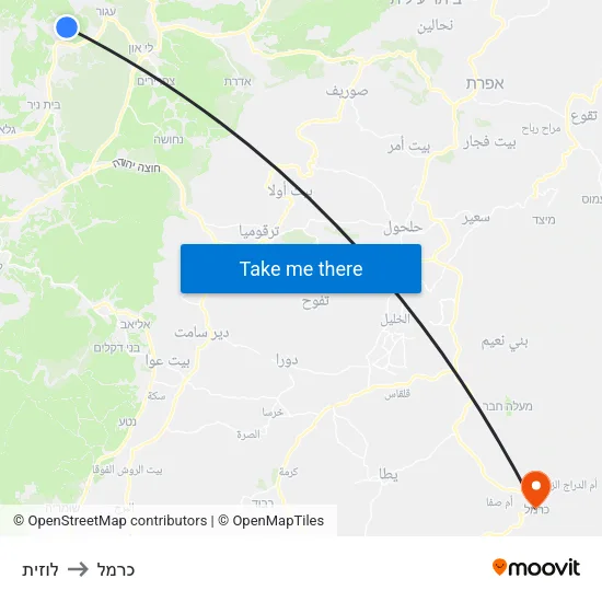לוזית to כרמל map