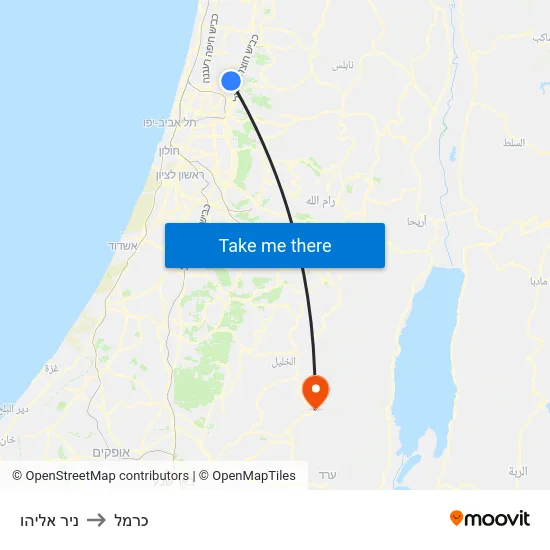 ניר אליהו to כרמל map
