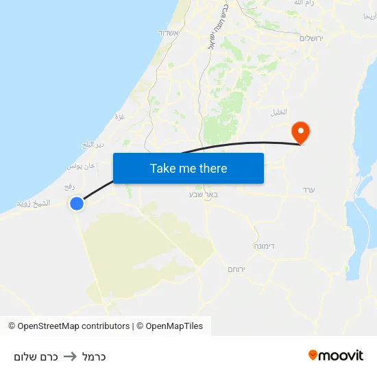 כרם שלום to כרמל map