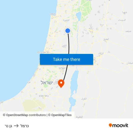 גן נר to כרמל map