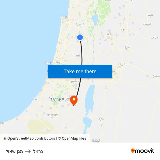 מגן שאול to כרמל map
